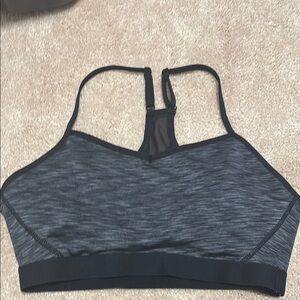 Gray Racerback Bralette with Mesh Detail